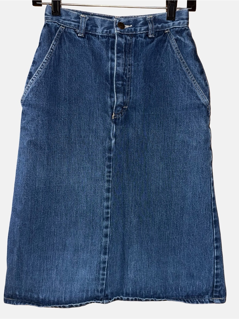 Vintage IZOD Lacoste For Her A-line denim midi skirt women’s sz 6 (fits smaller)
